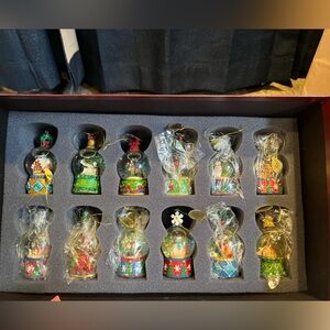 Vintage Danbury Mint “White Christmas” Snow Globe Ornament Set